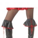 Adult Sexy Black Red Vinyl Pirate Boot Covers Wench Red Riding Hood Steampunk