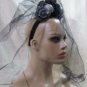 Gothic Black Gray Corpse Bride Veil Headband Skull Widow VooDoo Priestess Zombie