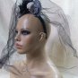 Gothic Black Gray Corpse Bride Veil Headband Skull Widow VooDoo Priestess Zombie