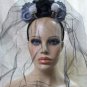 Gothic Black Gray Corpse Bride Veil Headband Skull Widow VooDoo Priestess Zombie