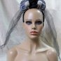 Gothic Black Gray Corpse Bride Veil Headband Skull Widow VooDoo Priestess Zombie