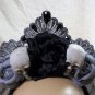 Gothic Black Gray Corpse Bride Veil Headband Skull Widow VooDoo Priestess Zombie