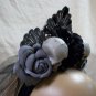 Gothic Black Gray Corpse Bride Veil Headband Skull Widow VooDoo Priestess Zombie