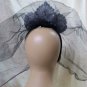 Gothic Black Gray Corpse Bride Veil Headband Skull Widow VooDoo Priestess Zombie