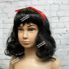 Snow White Costume Wig Black w/ Ribbon Storybook Princess Child Teen Small Adult