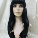 Black Mystique Wig w/ bangs Go Go Cher Cleopatra Egyptian Queen Morticia Addams