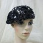 Black Sequin Beret Hat Cap Roaring 20s Flapper Gatsby Fancy Dress Charleston 30s
