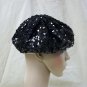 Black Sequin Beret Hat Cap Roaring 20s Flapper Gatsby Fancy Dress Charleston 30s