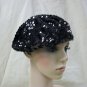 Black Sequin Beret Hat Cap Roaring 20s Flapper Gatsby Fancy Dress Charleston 30s