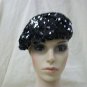 Black Sequin Beret Hat Cap Roaring 20s Flapper Gatsby Fancy Dress Charleston 30s