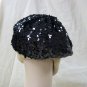 Black Sequin Beret Hat Cap Roaring 20s Flapper Gatsby Fancy Dress Charleston 30s