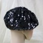 Black Sequin Beret Hat Cap Roaring 20s Flapper Gatsby Fancy Dress Charleston 30s