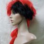 Red & Black Troublemaker Wig Shaved Side Mullet Sexy Rocker Messy Hard Core Punk