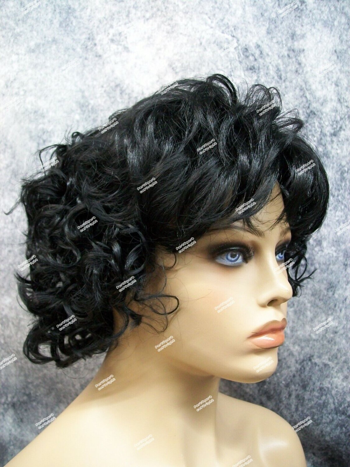 Black 80s Prom King Perm Wig 90s Wedding Singer Unisex Iola Boylan