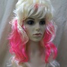 Blonde Hot Pink 80's Popstar Wig Sexy Layers Jem Valley Girl Big Hair Band Groupie Blonde Hot Pink 80's Popstar Wig Sexy Layers Jem Valley Girl Big Hair Band Groupie