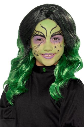 Child Green & Black Witch Wig Dark Roots Wicked Sorceress Comic Anime She Hulk