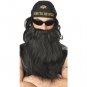 Black Gray Biker Beard Costume Facial Hair Rocker Merlin Dark Wizard Pirate Dude