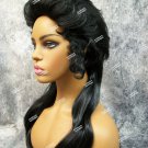 Black Rock n Roll Royalty Costume Wig King Pompadour Mullet Elvis Greaser Unisex