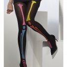 Funky Color Skeleton Leg Bones Print Black Tights Corpse Bones Mummy Day of Dead Funky Color Skeleton Leg Bones Print Black Tights Corpse Bones Mummy Day of Dead