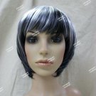 Black White Streaks Quirky Bob Wig Cruella De Vil Evil Madame Villain Skunk Lady
