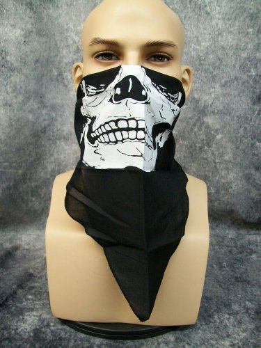 Biker Skeleton Skull Half Face Mask Outlaw Bandana Reaper Day of Dead Old West