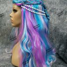 Pastel Mermaid Costume Wig w/ Pearls Rainbow Unicorn Princess Celestia Anime Fun Pastel Mermaid Costume Wig w/ Pearls Rainbow Unicorn Princess Celestia Anime Fun