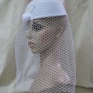 White Pillbox Costume Hat w/ Veil Vintage Style 60's Bride Steampunk Fancy Dress