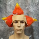 Evil Clown Wig w Bald Cap Tri Color Wings Hobo Killer Klown Creepy Bozo Insane