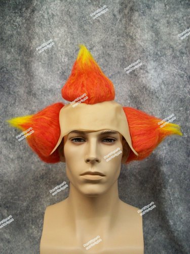 Evil Clown Wig w Bald Cap Tri Color Wings Hobo Killer Klown Creepy Bozo Insane