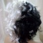 Black Blonde Cruel Diva Wig Evil Madame Cruella De Vil Dalmatian Villain Skunk