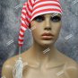 Red White Striped Nightcap Stocking Night Cap Pirate Deck Hand Xmas Elf Scrooge Smee