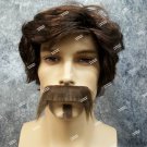 Brown Big John Costume Wig Mustache & Goatee Adult Star 70s Hollywood Uncle Rico