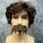 Brown Big John Costume Wig Mustache & Goatee Adult Star 70s Hollywood Uncle Rico