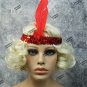 Curly Blonde Flapper Wig & Red Sequin band Charleston Gatsby Roaring 20's Jazz