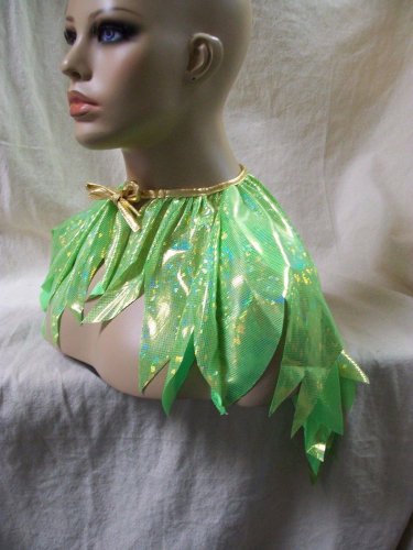 Green Pixie Cape Costume Capelet Fairy Collar Tinker Bell Renaissance Forest Elf