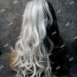 Long Black Half White Evil Madame Wig Heat Resistant Wicked Cruella De Vil Dalmatian Villain