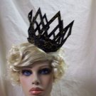 Black Gold Imperial Lace Crown Headpiece Wicked Evil Queen Renaissance Medieval