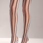 Sexy Black White Vertical Stripe Fishnet Thigh High Sporty Ref Referee Goth Doll