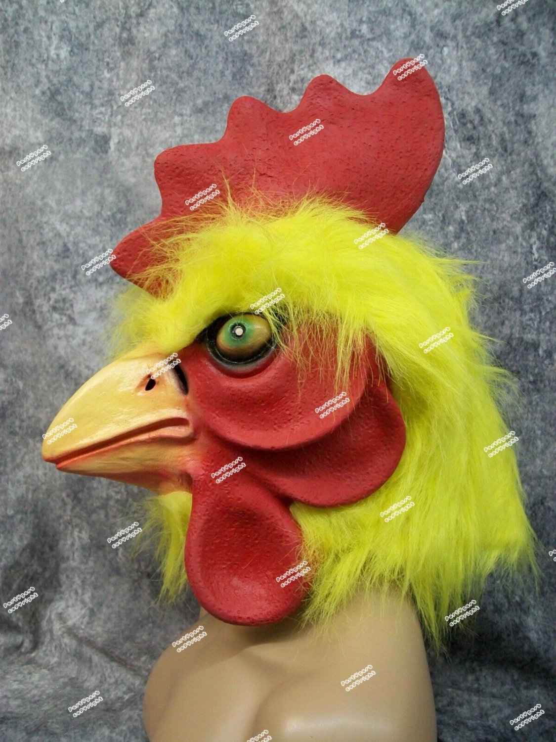 Yellow Chicken Costume Mask Rooster Farm Cock Bird Man Clucker Cockerel ...