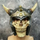 Skeleton Knight Costume Mask Helmet w/ Horns Skull Warrior Faux Armour Viking