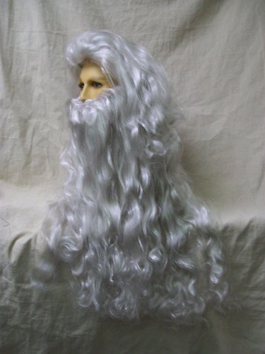 Moses Long Wig & Beard Father Time Poseidon Noah Merman Gandalf Wizard Biblical