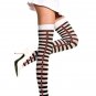 Black White Striped Thigh Highs with Side Playing Card Suits Poker Queen Hearts