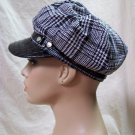 Black White Cap Hat Faux Reptile Houndstooth Mod Fashionista 20s Plaid Newsboy Cabbie Golfer Unisex