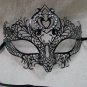 Black Metal Filigree Eye Mask Queen of Heart Clear Stones Renaissance Masquerade