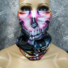 Colorful Jeweled Lady Skeleton Face Mask Neck Gaiter Gypsy Costume Day of Dead