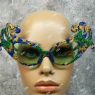 Blue Gold Green Glitter Dame Costume Glasses Retro Cat Eye Edna Face Furniture 60s