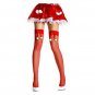 Red Fishnet Thigh Highs Bow & Snowball Pom Poms Elf Santa Helper Sexy Mrs Claus