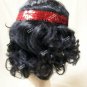 Curly Black Flapper Wig & Red sequin band Charleston Chicago Roaring 20's Jazz