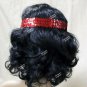 Curly Black Flapper Wig & Red sequin band Charleston Chicago Roaring 20's Jazz