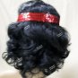 Curly Black Flapper Wig & Red sequin band Charleston Chicago Roaring 20's Jazz